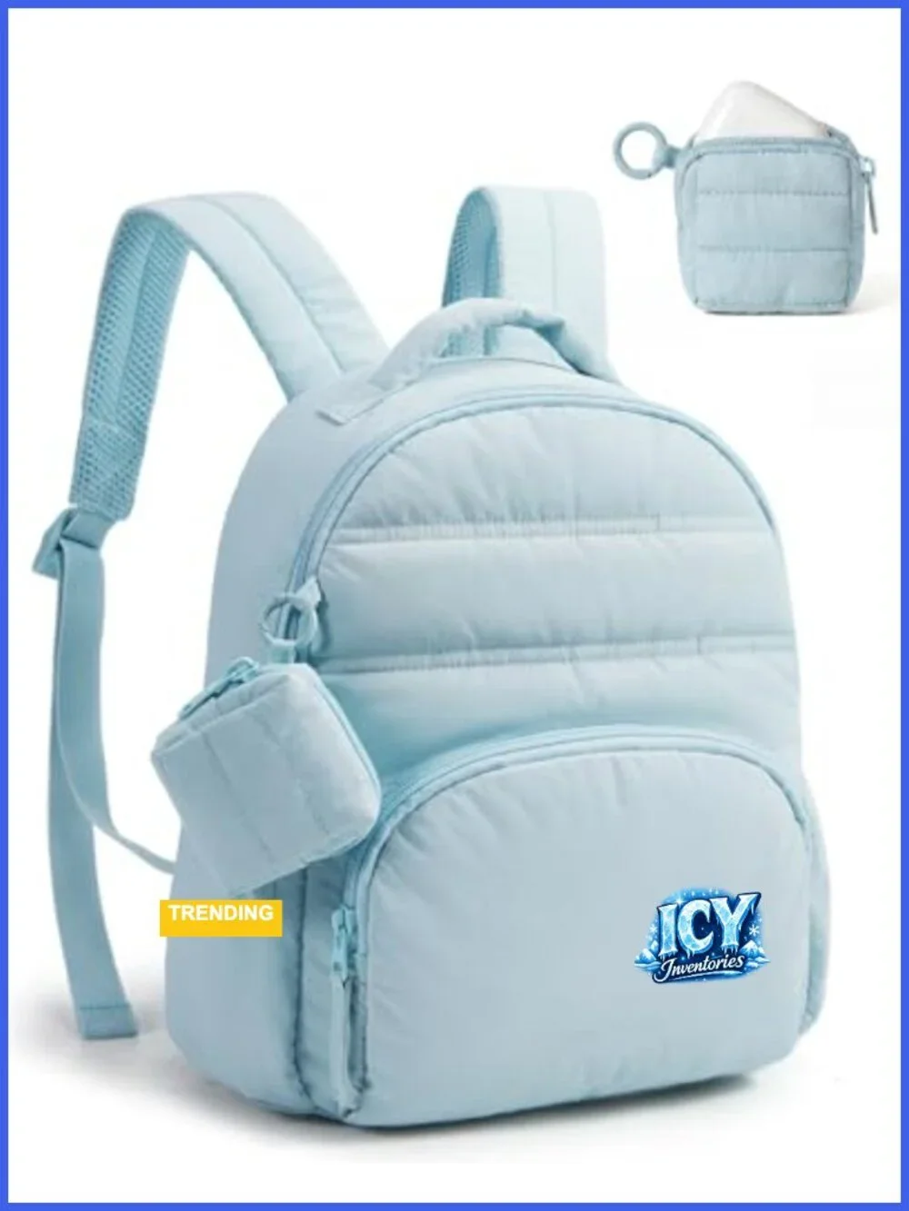 Lightweight Quilted Mini Backpack Purse with Detachable Pouch, Anti-Theft